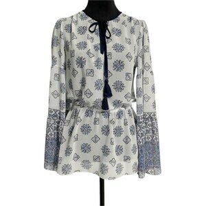 Michael Kors Size Small Top Blouse Long Sleeve Peasant Peplum